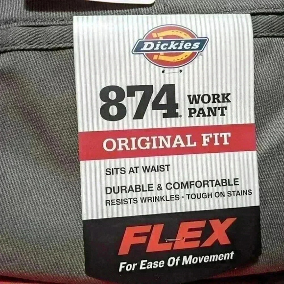 NWT Dickies Mens 874 Work Pant Flex Original Fit Grey 40x32 & 42x30 - Picture 3 of 11